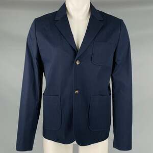 CARVEN Size 40 Navy Cotton Single Breasted Jacket